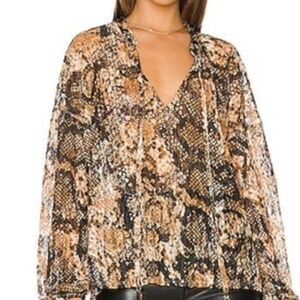 Free People Out For The Night Snakeskin Print Blouse Sz M
